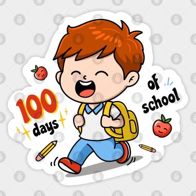 A cute designed gift to mark the 100th day of school for a boy Sticker by Nine Tailed Cat